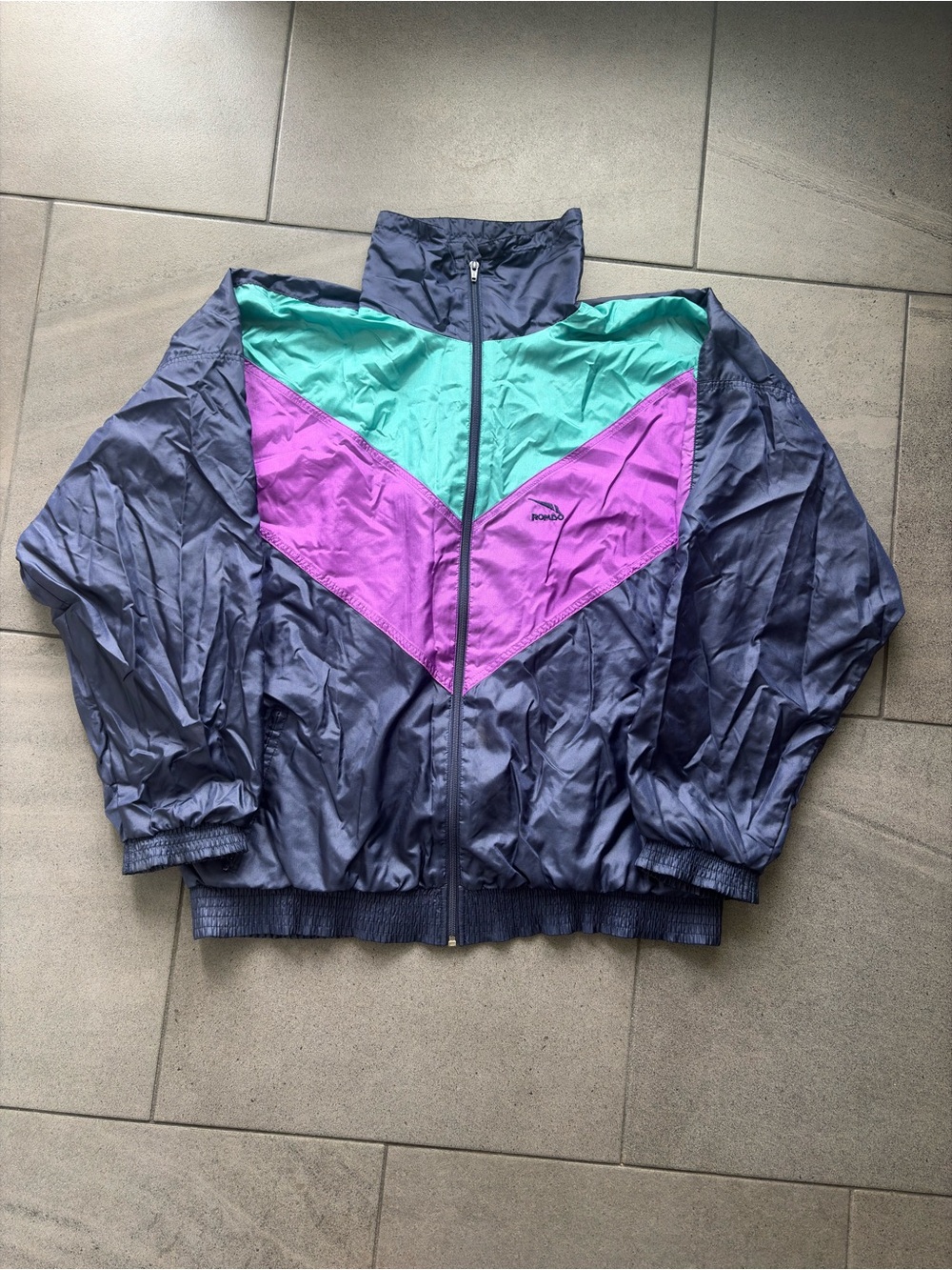Rombo Vintage 90s Shell Suit Jacket Colorblock Windbreaker Size L